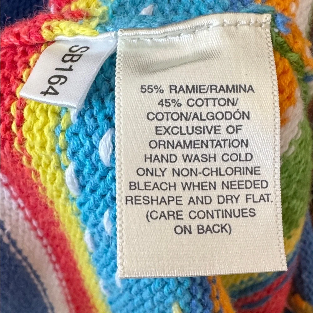 Susan Bristol Yellow Multi Striped cotton blend Knit Vest with Cats, Fish - Picture 4 of 4